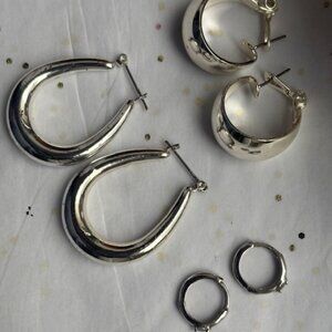 3 Pairs of Silver Earrings